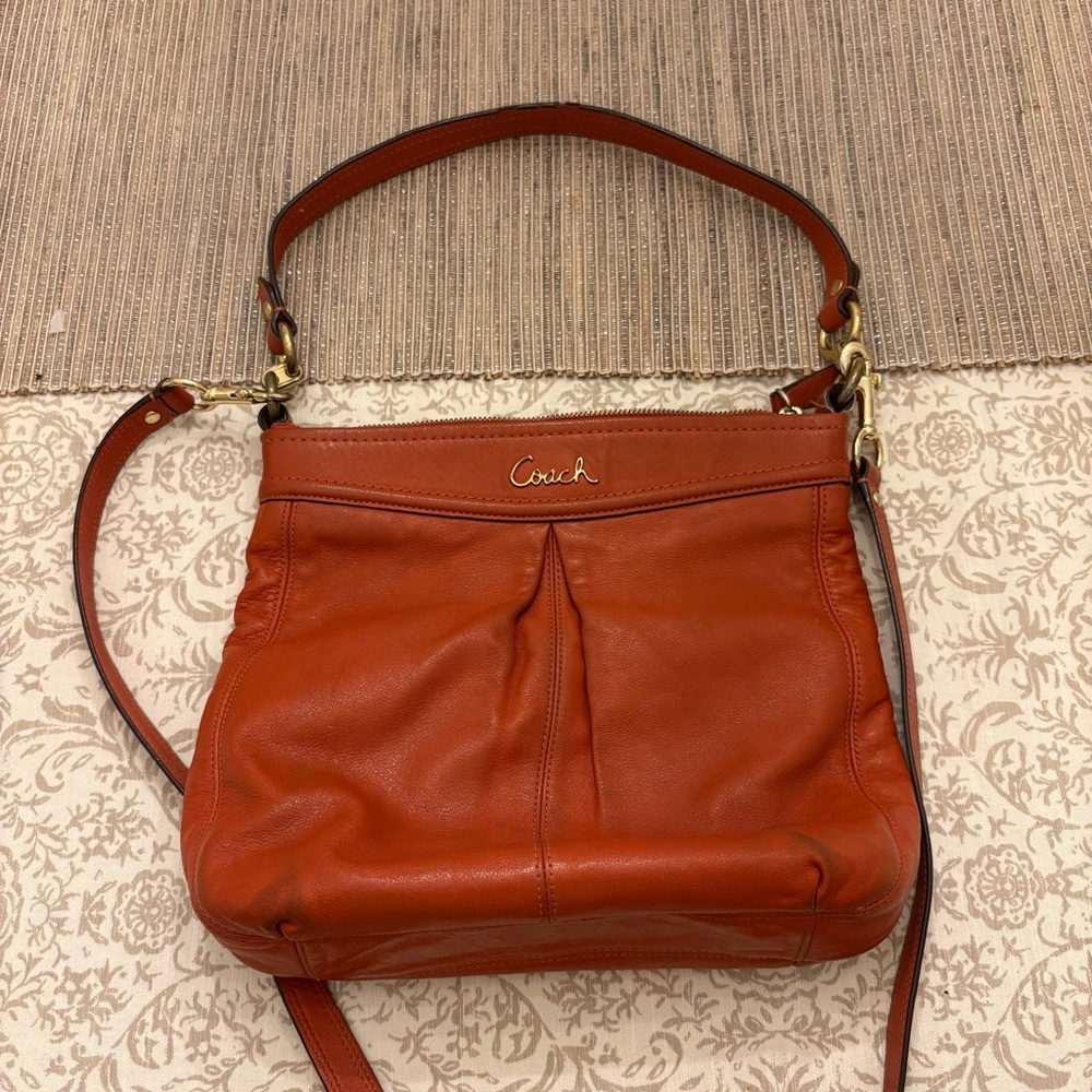 Coach Women's Rich Orange Leather Shoulder Bag